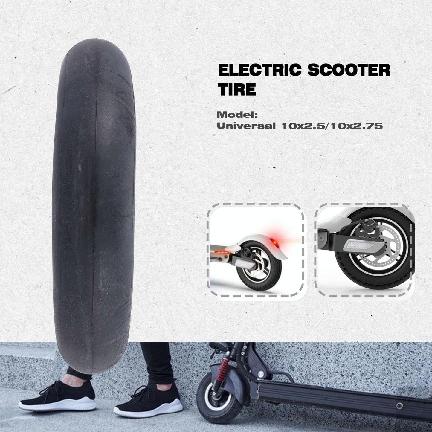 Electric Scooter Inner Tube - 10X2.5 / 2.75 45 Degree Valve Thickened Yellow Stripes-1964932191704190980