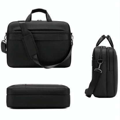 Waterproof Multifunctional Laptop Messenger Bag - Black-1915197127198380034
