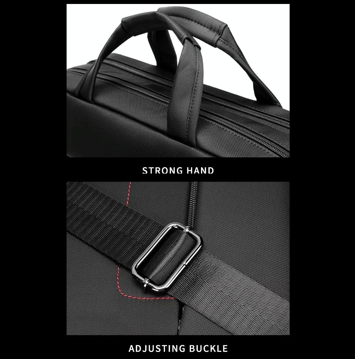 Waterproof Multifunctional Laptop Messenger Bag - Black-1915197127198380041