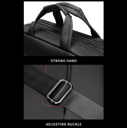 Waterproof Multifunctional Laptop Messenger Bag - Black-1915197127198380041