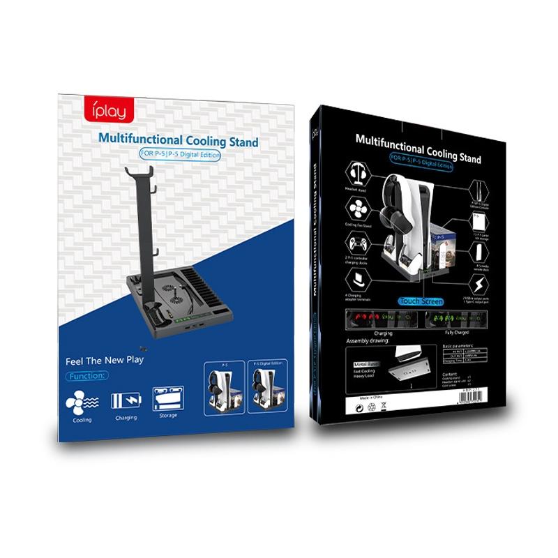 Ps5 Cooling Fan Base With Charging Stand And Disc Holder - Black-1969996417212747783