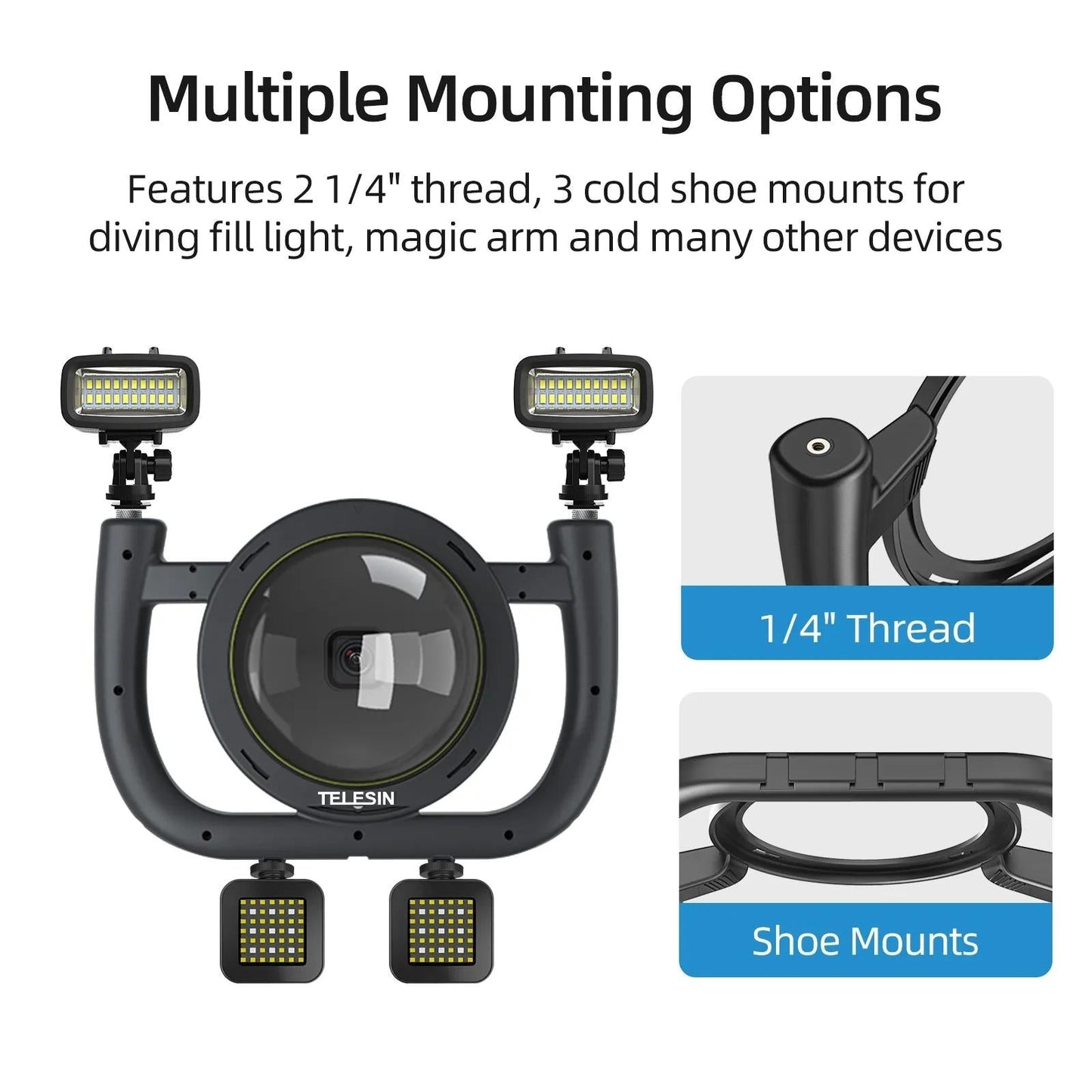Waterproof Handheld Stabilizer Housing With Cold Shoe And 1 / 4 Thread - 30M-1915197728506384386