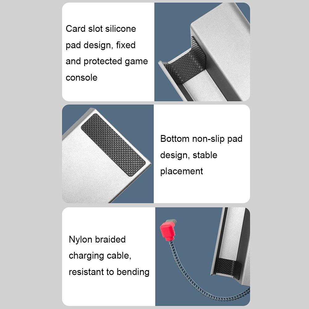 Steam Deck Charging Base Handheld Stand Charger Silver Gray-1915196946381934598