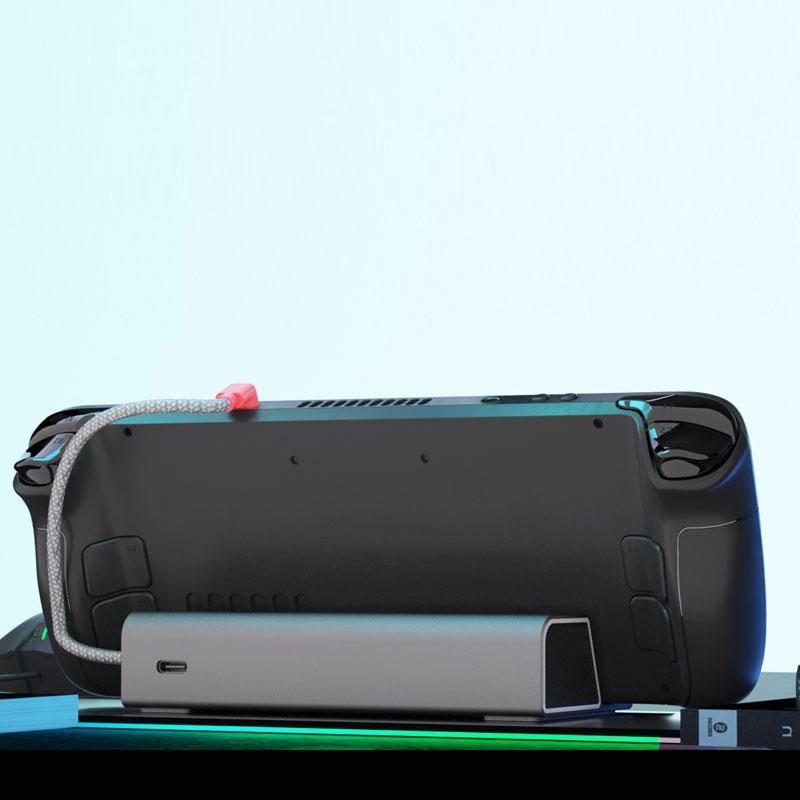 Steam Deck Charging Base Handheld Stand Charger Silver Gray-1915196946381934600