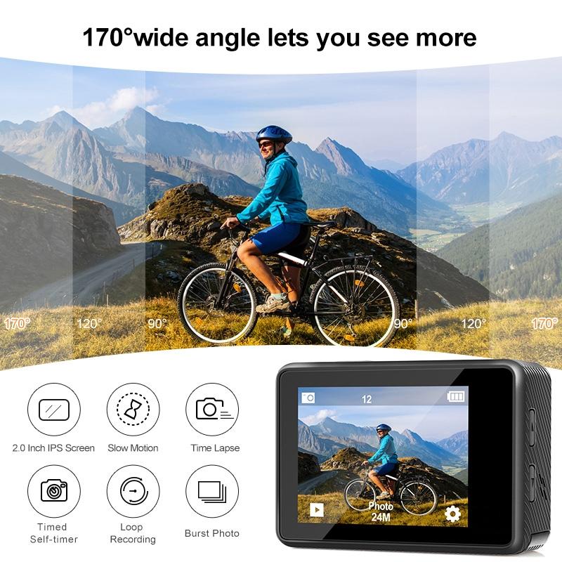 Outdoor Waterproof Dual Screen Wifi Sports Camera With Anti-Shake Hd Video-1915196866878902279