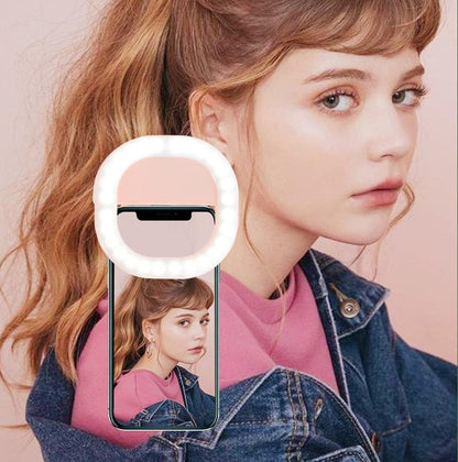 Rechargeable Clip-On Selfie Light For Mobile Phones - Blue-1915196515001962503