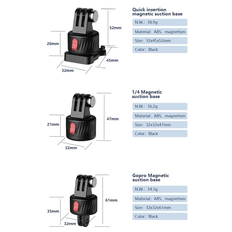 3-Piece Magnetic Gimbal Base Adapter For Gopro / Insta360 Go 3 Action Camera-1915196947149492226