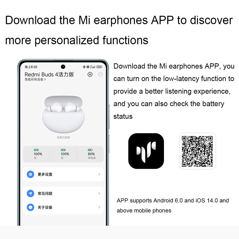 Waterproof Redmi Buds 4 Vitality Wireless Earphone With Bluetooth Calling And Noise Reduction - White-1915196832456249349