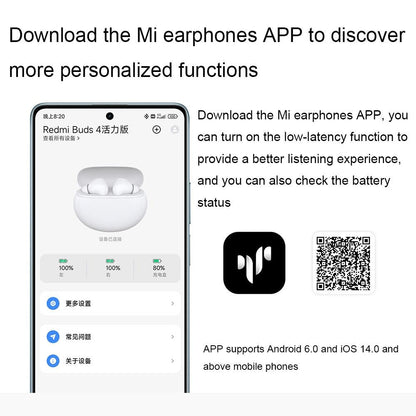 Waterproof Redmi Buds 4 Vitality Wireless Earphone With Bluetooth Calling And Noise Reduction - White-1915196832456249349
