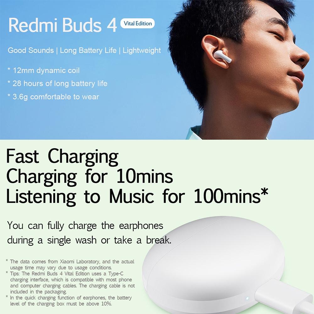 Waterproof Redmi Buds 4 Vitality Wireless Earphone With Bluetooth Calling And Noise Reduction - White-1915196832456249353