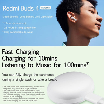 Waterproof Redmi Buds 4 Vitality Wireless Earphone With Bluetooth Calling And Noise Reduction - White-1915196832456249353
