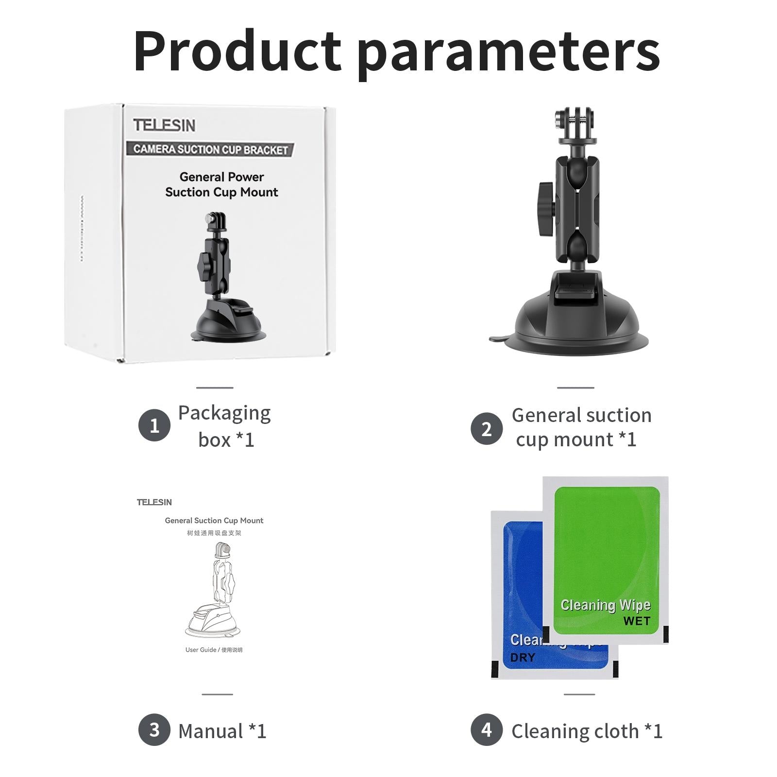 Adjustable 360 Degree Suction Cup For Car Action Cameras-1915197521488121859