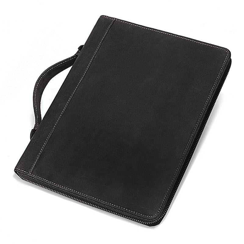 Black Leather Business Handbag For Computer Protection-1915197145728815104