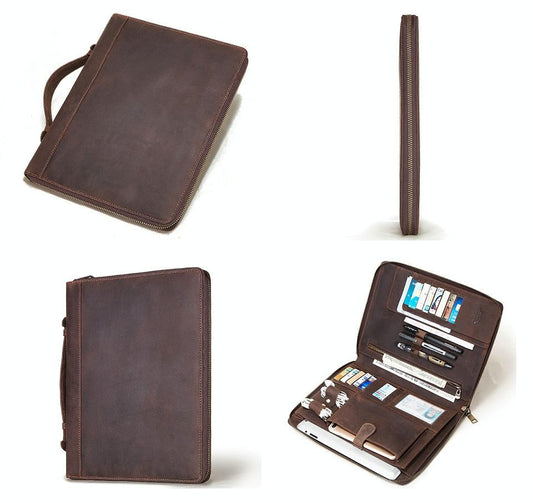 Black Leather Business Handbag For Computer Protection-1915197145728815105