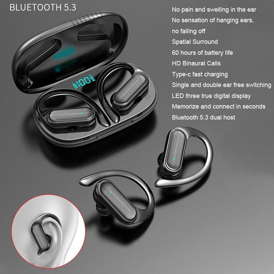 Wireless Noise-Cancelling Bluetooth Earbuds With Led Display - Blue-1915196694790803457