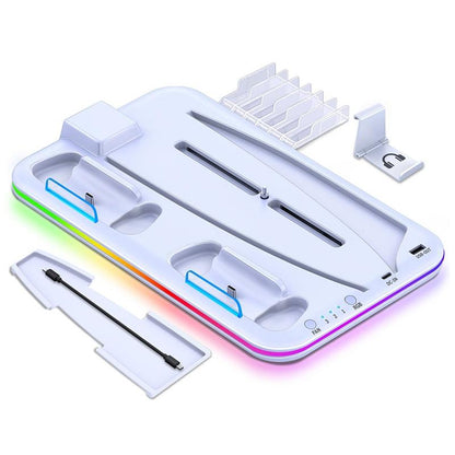 Multi-Functional Cooling Base For Ps5 / Psvr2 Controller With Rgb Lights - White-1915196868254633991
