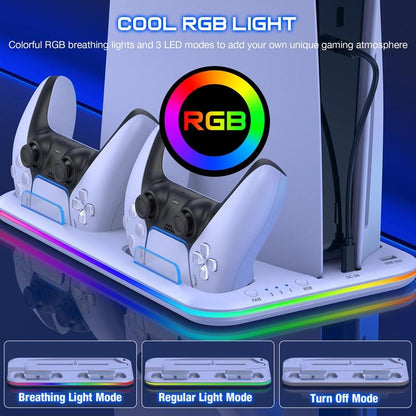 Multi-Functional Cooling Base For Ps5 / Psvr2 Controller With Rgb Lights - White-1915196868254633987