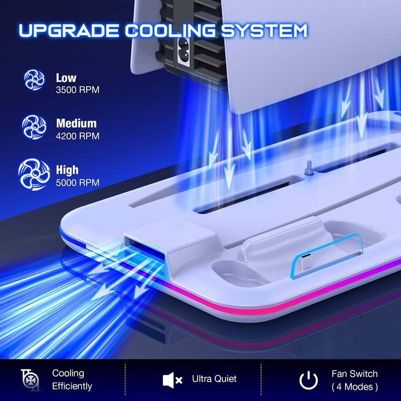 Multi-Functional Cooling Base For Ps5 / Psvr2 Controller With Rgb Lights - White-1915196868254633988