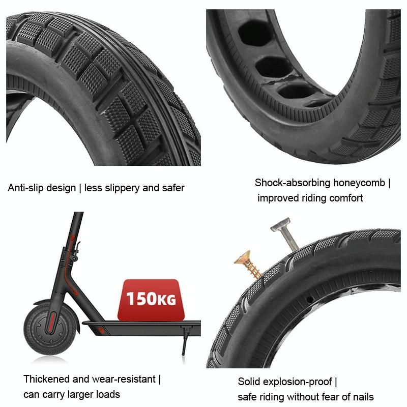 8.5 X 2.0 Inch Honeycomb Solid Tire For Xiaomi M365 Scooter - Inflatable Rubber Explosion-Proof Black-1964932214949023749