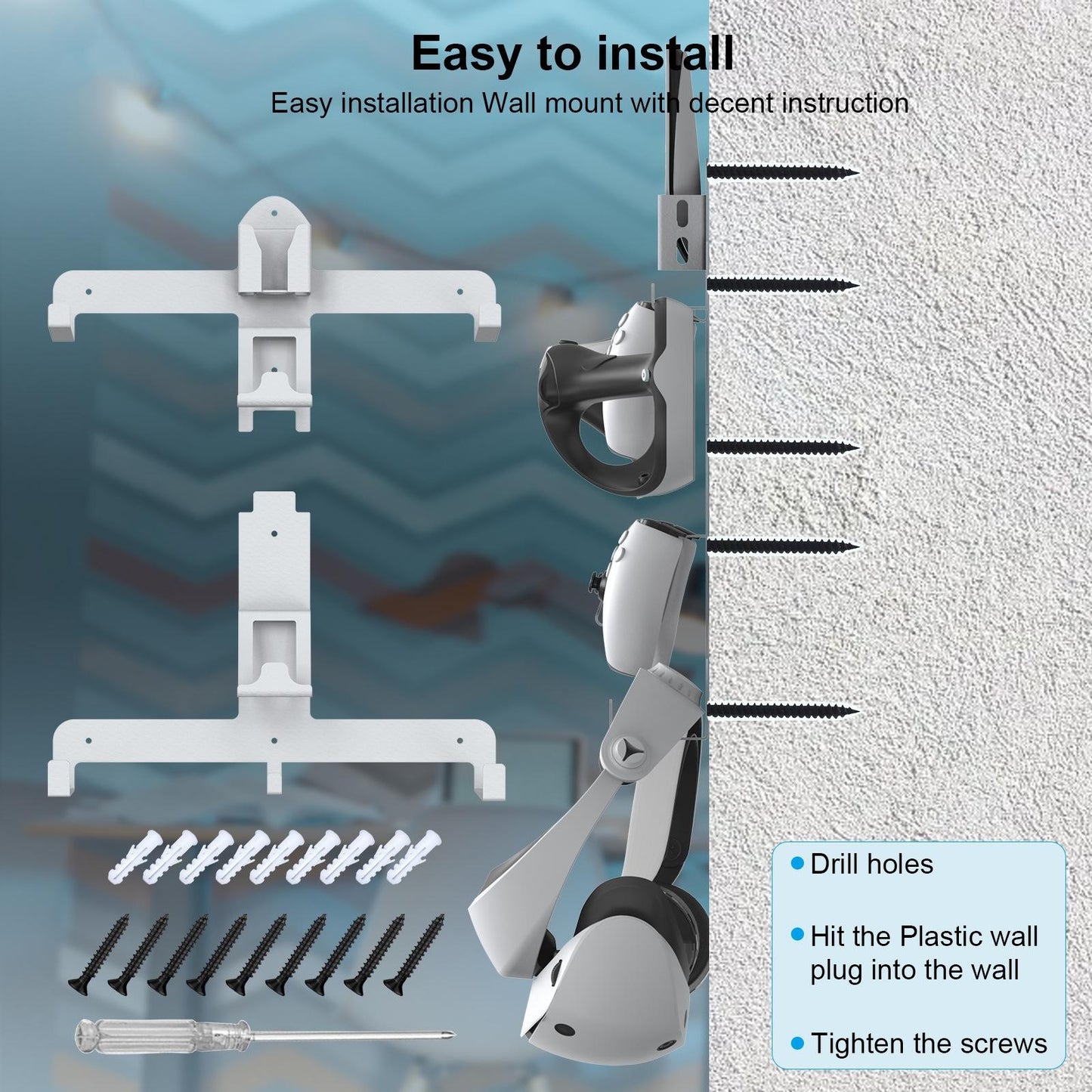 Wall Storage Bracket For Ps5 Vr2 Helmet / Headset / Handle / Remote Control - White-1915196827033014274