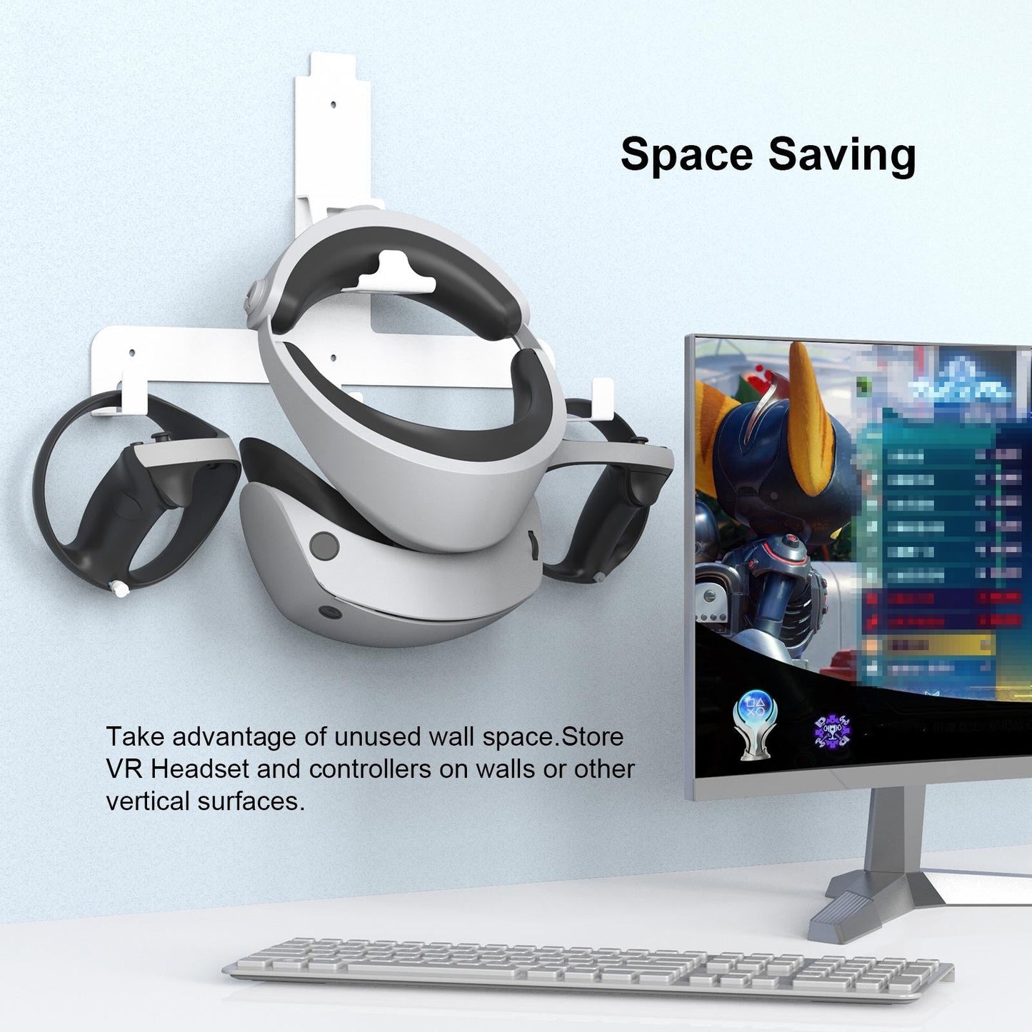 Wall Storage Bracket For Ps5 Vr2 Helmet / Headset / Handle / Remote Control - White-1915196827033014277