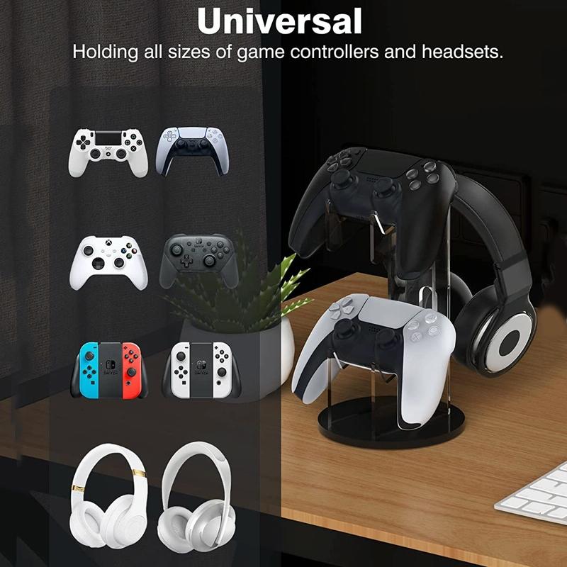 Black Acrylic Game Controller Display Stand With Headphone Hanger-1915196829893529601