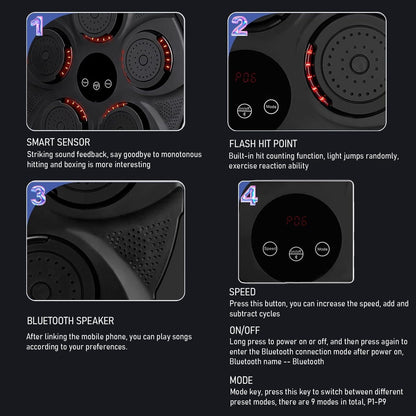 Wall Hanging Bluetooth Music Boxing Trainer - Red / Black-1964932176432730117