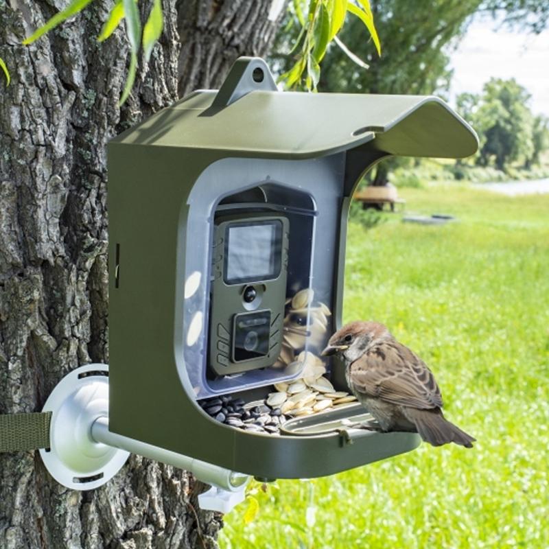 Outdoor Bird Watching Camera With Motion Sensor - Army Green Feeder-1922443390469935104