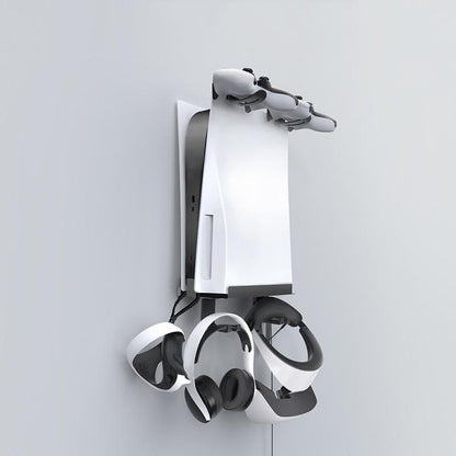 Wall-Mounted Bracket For Ps5 Console With Controller Vr Glasses And Headphone Storage - Black-1915196836906405897