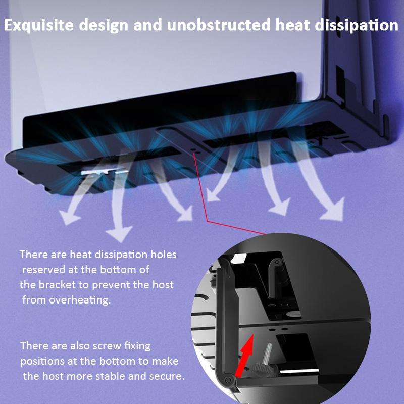 Wall-Mounted Bracket For Ps5 Console With Controller Vr Glasses And Headphone Storage - Black-1915196836906405892