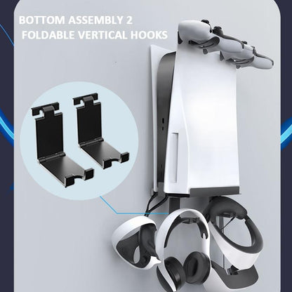 Wall-Mounted Bracket For Ps5 Console With Controller Vr Glasses And Headphone Storage - Black-1915196836906405895