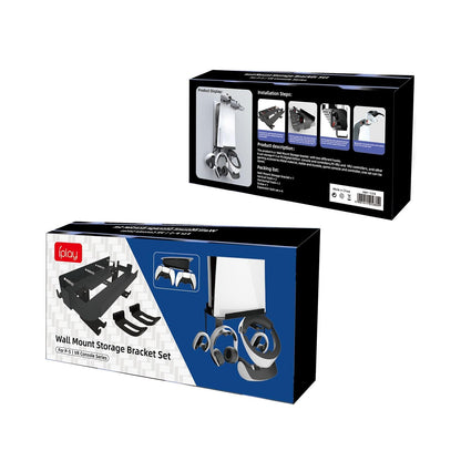 Wall-Mounted Bracket For Ps5 Console With Controller Vr Glasses And Headphone Storage - Black-1915196836906405896