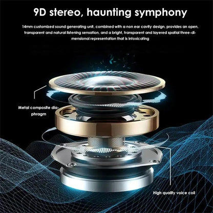 Waterproof Wireless Bluetooth Earphones With Led Display - Black-1915196893315600387