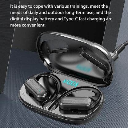 Waterproof Wireless Bluetooth Earphones With Led Display - Black-1915196893315600392