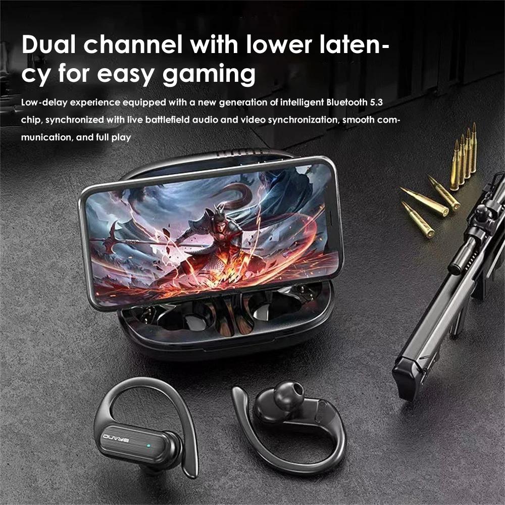 Waterproof Wireless Bluetooth Earphones With Led Display - Black-1915196893315600393