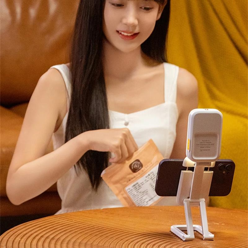 Mini Rgb Fill Light With Phone Holder - White-1915196901762928649