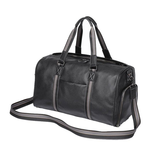 Multifunctional Leather Travel Bag - Large Capacity Single Shoulder - Black-1915196816257847297