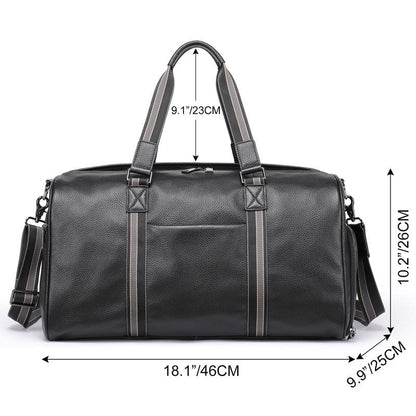 Multifunctional Leather Travel Bag - Large Capacity Single Shoulder - Black-1915196816257847301