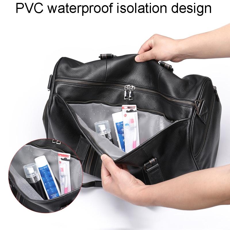 Multifunctional Leather Travel Bag - Large Capacity Single Shoulder - Black-1915196816257847303