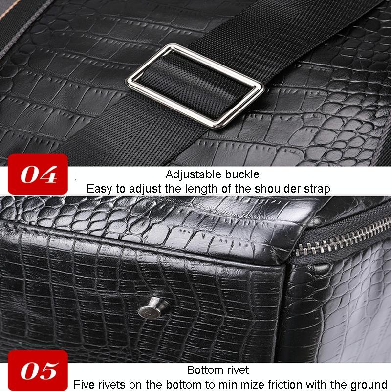 Multifunctional Leather Duffel Bag For Travel - Crocodile Print-1964932182657077250