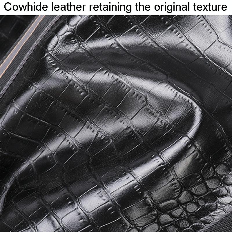 Multifunctional Leather Duffel Bag For Travel - Crocodile Print-1964932182657077257