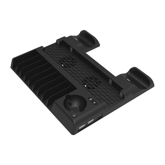 Multi-Function Dual-Seat Cooling Base For Ps4 / Ps4 Pro / Ps4 Slim With Charging And Storage - Black-1915196928237375489