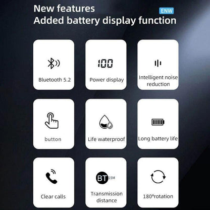 Waterproof Bluetooth Earphones With Led Display - Black-1915197126565040129