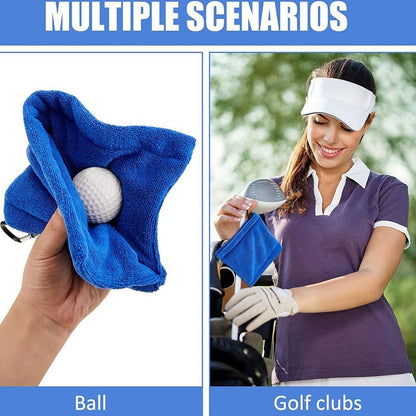 Blue Terry Towel For Wet And Dry Golf Cleaning With Hook-1964932181600112644