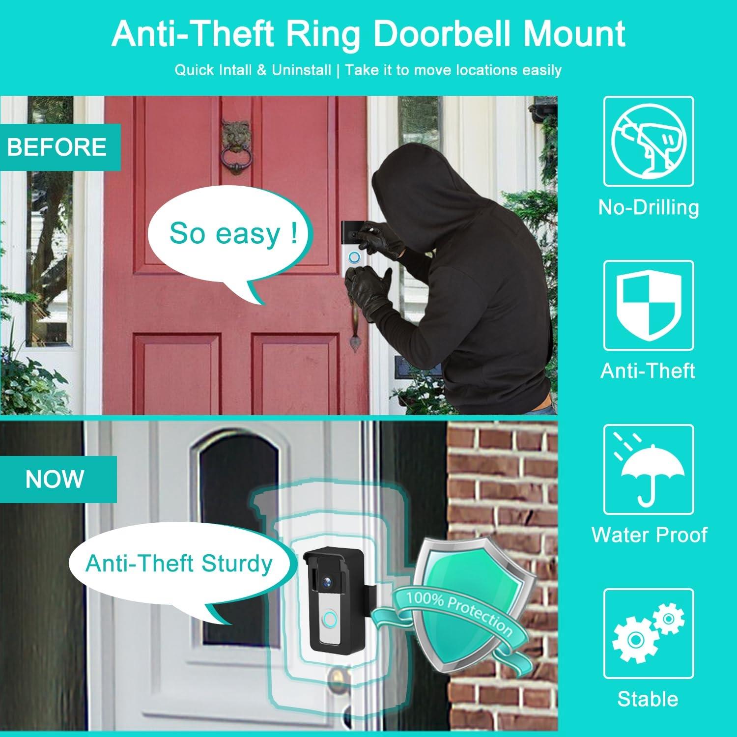 Universal Anti-Theft Overhead Bracket For Blink / Google Ring Doorbell - Adjustable-1915197882428952582