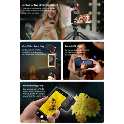 Universal Phone Clip With Multifunctional Fill Light - 1 / 4 & M17 M37 Thread Interface-1915198353189244931