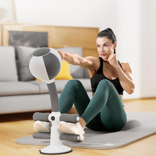 Adjustable 2-In-1 Sit-Up Boxing Ball Stand With Punching Bag - Gray / White-1964932179175804929