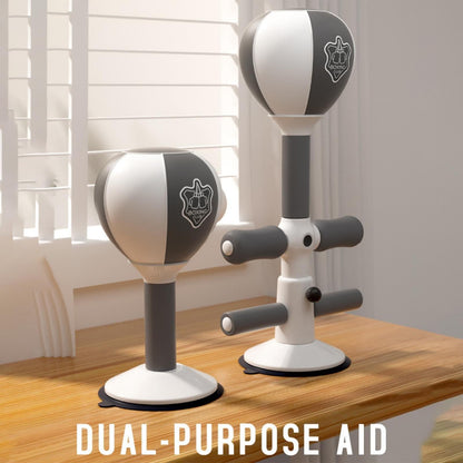 Adjustable 2-In-1 Sit-Up Boxing Ball Stand With Punching Bag - Gray / White-1964932179175804930
