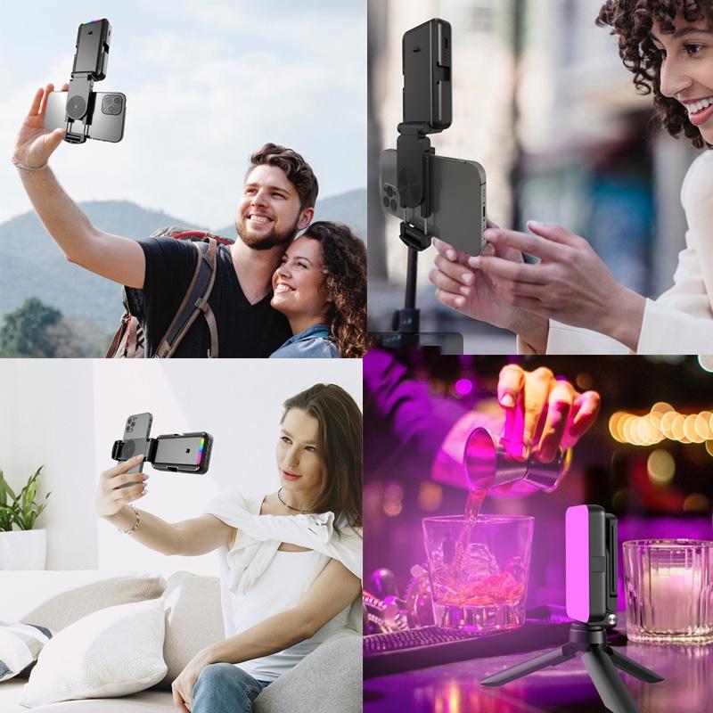 Foldable Rgb Fill Light With Phone Clip & Cold Shoe Interface-1964932340534874120