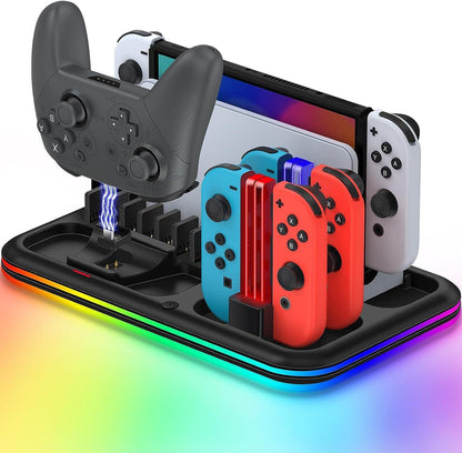 Rgb Light Charging Dock For Switch Oled - Compact-1922443390637707272